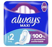 Always Serviettes hygiéniques Taille 2 Long – 20, ailettes, flux très abondant, cœur ultra absorbant