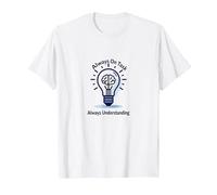 Always on Task Always Understanding Brain Light Bulb T-Shirt, Homme, Blanc, S