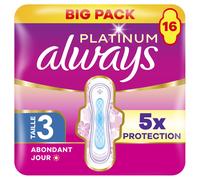 Always Platinum Day Serviettes Hygiéniques Avec Ailettes Flux Abondant Taille 3 - 16 Unités