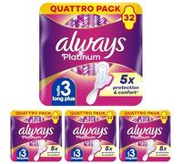 Always Platinum Nuit (Taille 3) Serviettes Hygiéniques Avec Ailettes 32 Serviettes (Lot de 4)