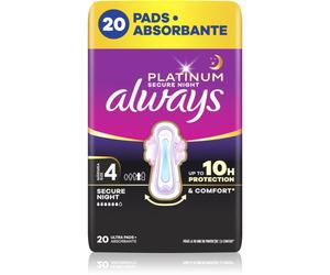 Always Platinum Secure Night Size 4 serviettes hygiéniques pour la nuit 20 pcs