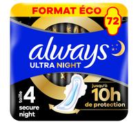 ALWAYS Platinum - Serviettes Hygiéniques Nuit Super Plus - 72 Unités