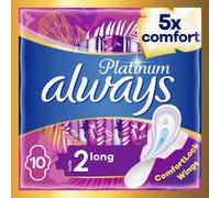 Always Platinum Serviettes Hygiéniques, Taille 2, Long, 160 Serviettes Avec Ailettes, Flux Modérés Jour, Format Eco, Douces et Flexibles, Super Absorbantes et Ultra Fines