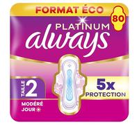 Always Platinum Serviettes hygiéniques ultra longues Taille 2 format éco – Lot de 80