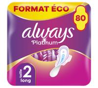 Always Platinum - Serviettes hygiéniques ultra longues format éco taille 2 - Lot de 80 serviettes