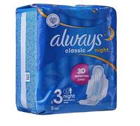 Always - Always Classic Night (taille 3) Serviettes hygiéniques avec ailettes - 8 unités (lot de 1)