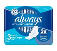 Always - Serviettes hygiéniques Always Ultra Day & Night (taille 3) avec ailes - 9 pièces