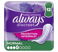 Always Discreet Serviettes fuites urinaires Protection intégrale Normal 12 pièces
