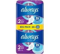 Always Serviettes Hygiéniques Longues Avec Ailettes Bigpack 22