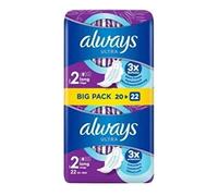 always Serviettes hygiéniques longues avec ailettes BigPack 22