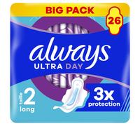 Always Serviettes hygiéniques Ultra jour longue (Taille 2) avec ailettes 26 serviettes super absorbantes ultra fines