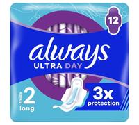 Always Serviettes hygiéniques Ultra T2 Longues 12 avec ailettes Flux modérés Max Confort
