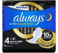 Always Serviettes Ultra Secure Night avec Ailettes 9 unités