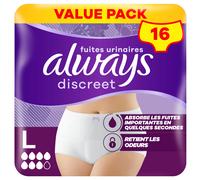 Always Sous-vêtements discrets pour incontinence féminine, Taille Plus, L, x16