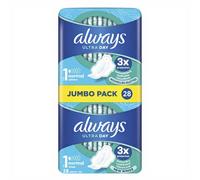 Always Ultra Serviettes Hygiéniques, Taille 1, Normal, 30 Serviettes Avec Ailettes, Flux légers Jour, Max Confort, Super Absorbantes et Ultra Fines