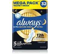 Always Ultra Secure Night Extra Size 5 serviettes hygiéniques pour la nuit 32 pcs