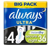 Always Ultra Secure Night (T4) Serviettes Hygiéniques Ailettes x18 - lot de 2