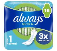 Always Ultra - Serviettes hygiéniques normal sans ailettes, taille 1 - 16 unités
