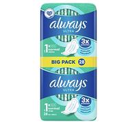 Always Ultra Serviettes Hygiéniques Normal (T1) Avec Ailettes x28 Super Absorbantes Et Ultra-Fines, Pour Règles