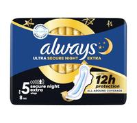 Always Ultra Serviettes hygiéniques Secure Night (Taille 5) Wings X8 serviettes