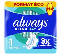 Always Ultra Serviettes Hygiéniques, Taille 1, Normal, 114 Serviettes Avec Ailettes, Flux légers Jour, Format Eco, Max Confort, Super Absorbantes et Ultra Fines