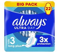 Always Ultra Serviettes Hygiéniques, Taille 3, Day & Night, 22 Serviettes Avec Ailettes, Flux Abondants Jour et Nuit, Max Confort, Super Absorbantes et Ultra Fines