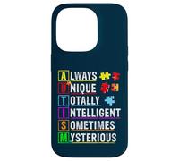 Always Unique Autism Awareness Totally Intelligent Wear Bleu Coque pour iPhone 14 Pro