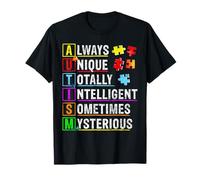 Always Unique Autism Awareness Totally Intelligent Wear Bleu T-Shirt