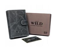 Always Wild | Porte-monnaie pour homme, en cuir naturel, avec poche extérieure pour les paiements, noir, 10x13 cm