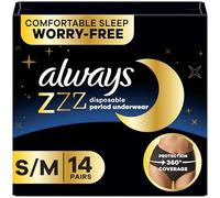Always Zzzs Lot de 7 paquets de 2 paquets de 14 culottes jetables pour femme Noir Taille S/M
