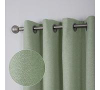 always4u 100% Occultant Rideau avec Motifs Géométriques, Faux Laine Double Rideaux Isolation Thermique avec Oeillets pour Chambre à Coucher Salon, L140xH260cm, Texturé, Vert, Lot de 2