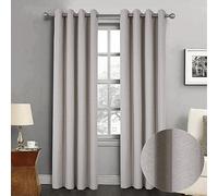 always4u Rideau avec Motifs Géométriques, Filtrage de la Lumière, Faux Laine Double Rideaux Isolation Thermique avec Oeillets pour Chambre à Coucher Salon, L140xH260cm, Texturé, Beige, Lot de 2
