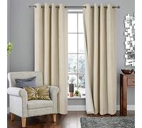 always4u Rideau Thermique Isolant Anti Froid, Rideaux Occultant 100%, Tressage Croisé Texture Semi Uni, Salon Moderne pour Salon Cuisine, Beige Lot de 2 140x245cm