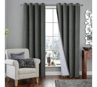 always4u Rideau Thermique Isolant Anti Froid, Rideaux Occultant 100%, Tressage Croisé Texture Semi Uni, Rideau Salon Moderne pour Salon Cuisine, Gris Lot de 2 138x242cm