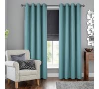 always4u Rideau Thermique Isolant Anti Froid, Rideaux Occultant 100%, Tressage Croisé Texture Semi Uni, Salon Moderne pour Salon Cuisine, Bleu Turquoise Lot de 2 140x260cm