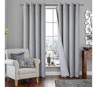 always4u Rideau Thermique Isolant Anti Froid, Rideaux Occultant 100%, Tressage Croisé Texture Semi Uni, Salon Moderne pour Salon Cuisine, Argent Lot de 2 140x175cm