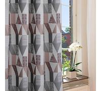 always4u Rideaux à Motifs Géométriqueen Faux Lin, Filtrage de la Lumière, Double Rideaux Isolation Thermique à Oeillets pour Salon et Chambre, Moderne, Rosé 137x213cm Lot de 2