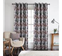 always4u Rideaux à Motifs Géométriqueen Faux Lin, Filtrage de la Lumière, Double Rideaux Isolation Thermique à Oeillets pour Salon et Chambre, Moderne, Rosé 140x260cm Lot de 2