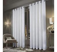 always4u Rideaux de Velours Écrasé, Rideau à Rayures, Filtrage de la Lumière et Isolation Thermique, Magnifique et Classique, pour Salon, Chambre à Coucher, Villa, Blanc, 140x245cm, Lot de 2