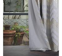 always4u Rideaux Velours avec Lignes Doré,Rideaux Isolant Thermique,Rideaux pour Salon,Chambre,Cuisine,Élégant Moderne,Argent Lot de 2 140x245cm EU0700-222Y7009-SL-140 * 245
