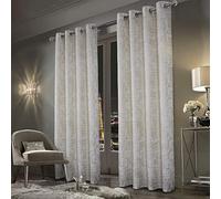always4u White Soft Velvet Curtains 95 inch Length Luxury Bedroom Curtains Gold Foil Print Window Treatments for Living Room Set of 2
