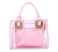 AlwaySky Femme Mode Sacs portés épaule 2PCS PVC Transparent Sac à main Sac à Bandouliere Dégager Sachet Bourse Pochettes Clutches Rose