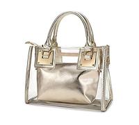 AlwaySky Femme Mode Sacs portés épaule 2PCS PVC Transparent Sac à main Sac à Bandouliere Dégager Sachet Bourse Pochettes Clutches Or