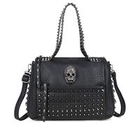 AlwaySky Femme Punk Sacs bandoulière Crâne Sacs portés main Faux Cuir Sacs portés épaule Portefeuille Shoulder Bag Noir