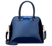 AlwaySky Femmes Sac à main poignée supérieure portefeuille Brillant breveté pu Shell Sacs portés épaule Sac à bandoulière Sachel Sac Tote Bleu