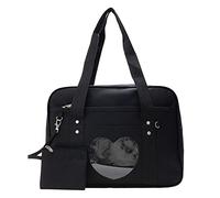 AlwaySky Ita Bags Grand sac à main japonais en forme de cœur avec fenêtre pour fille Motif dessin animé Lolita Comic DIY Cosplay, Noir , Taille unique