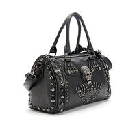 AlwaySky Sac à main pour femme Motif tête de mort Grande capacité Sac à bandoulière gothique clouté, noir, 1