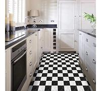 Alwayspon Carreaux de sol en vinyle, imperméable et antidérapant, revêtement de sol en vinyle PVC épais, autocollant à décoller et à coller, 30 x 30 cm, marbre noir et blanc