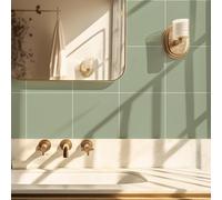 Alwayspon Lot de 10 autocollants de transfert pour carrelage mural en vinyle texturé pour salle de bain, cuisine, crédence, carreaux muraux en vinyle, vert sauge, 20,3 cm