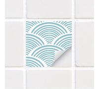 Alwayspon Lot de 10 autocollants muraux de transfert en vinyle imperméable à décoller et recoller pour cuisine, salle de bain, salon, style bohème, 20 x 20 cm, bleu